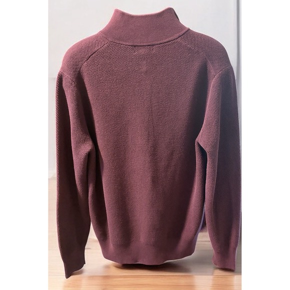 Brooks Brothers Men's Burgundy Combed Cotton 1/4 Zip Sweater Pullover Sz Medium - Picture 3 of 11